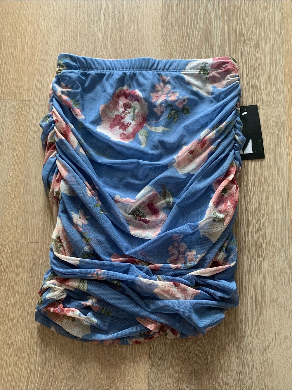 free press Blue Floral Ruched Midi Skirt Size S - Picture 6 of 8